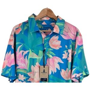 Chubbies "Stop & Smell the Roses" Men's XL‎ Performance Polo Shirt - Bright Blue